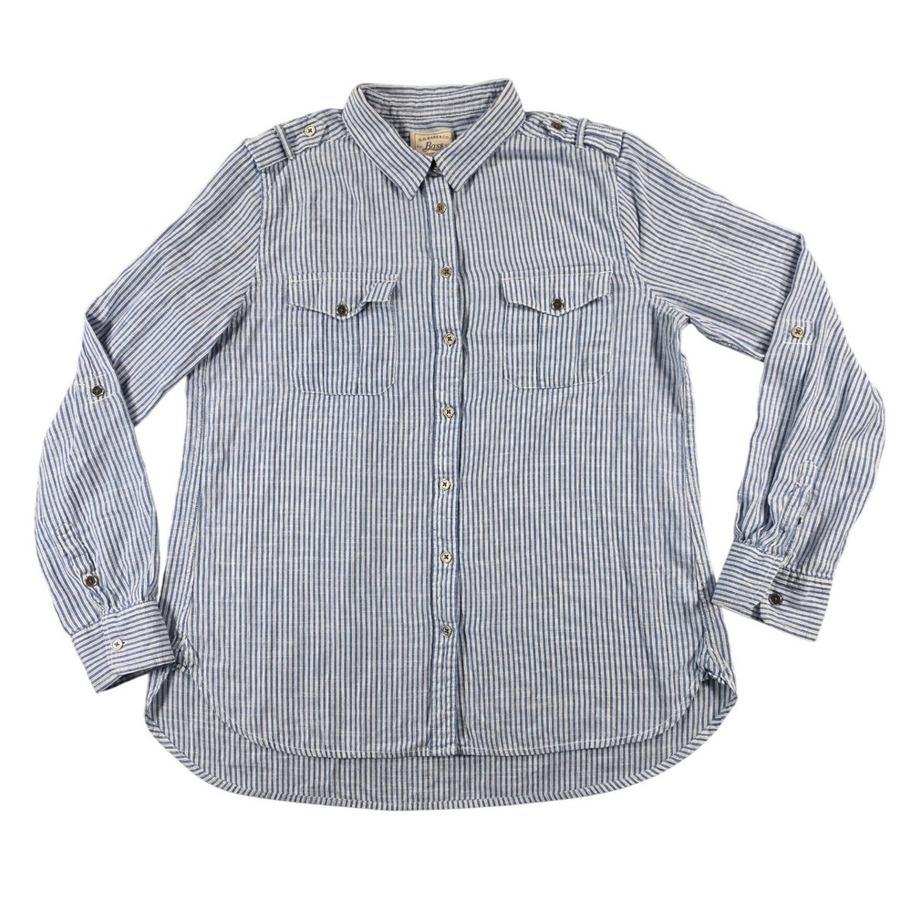 G.H. Bass & Co. heritage preppy striped blue & white button up top Women Medium